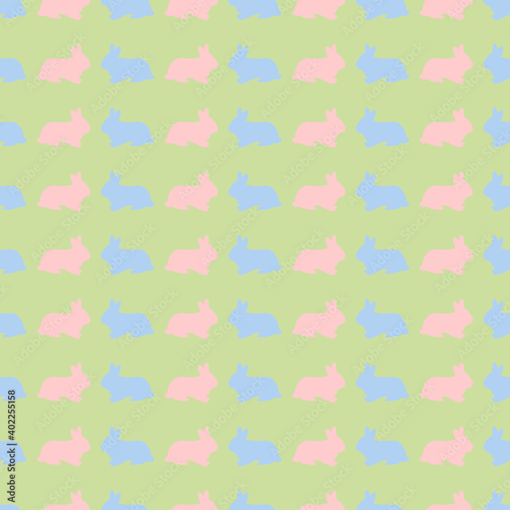 Silhouette of a rabbit. Vector illustration. Seamless pattern.	