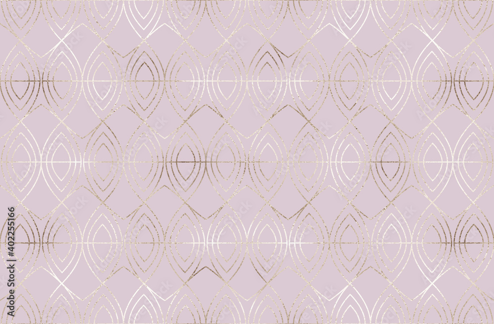 Gold geometric seamless pattern with glitter oval tiles. Gold geometric seamless pattern with glitter oval tiles.