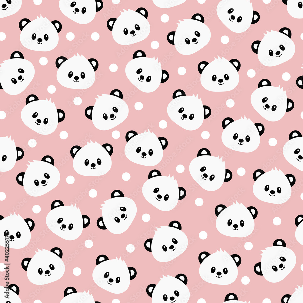 Seamless pattern with cute panda. Vector illustration. Seamless pattern with cute panda. Vector illustration.