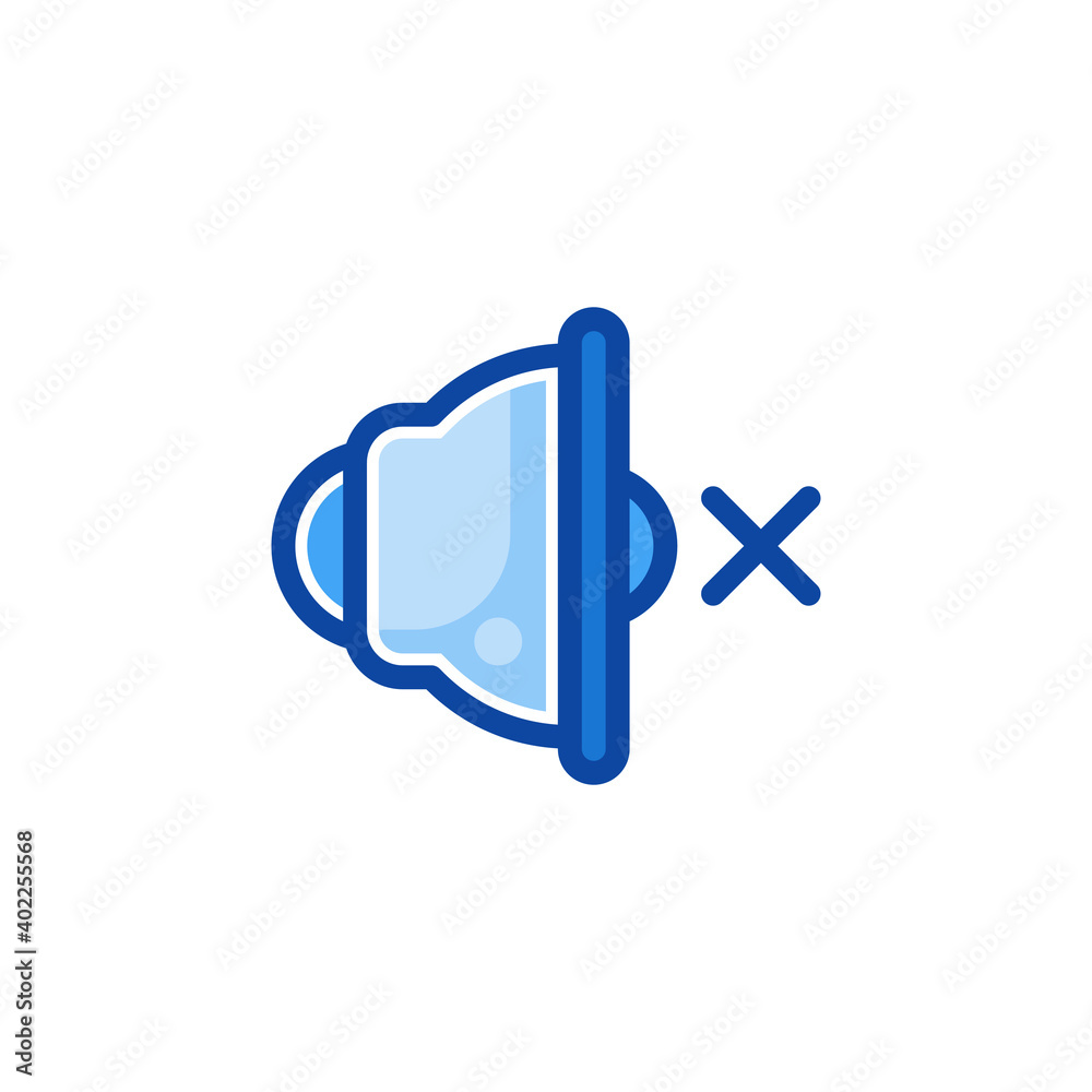 No sound icon in filled line style isolated on white background. EPS 10