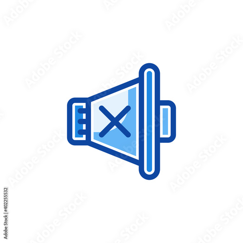 No sound icon in filled line style isolated on white background. EPS 10
