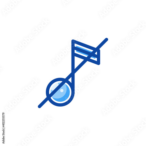 No sound icon in filled line style isolated on white background. EPS 10