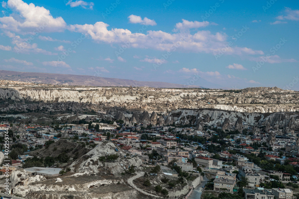 Incredible volcanic landscape and Cave houses in Cappadocia,  Goreme, Turkey