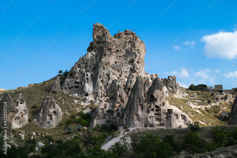 Incredible volcanic landscape and Cave houses in Cappadocia,  Goreme, Turkey