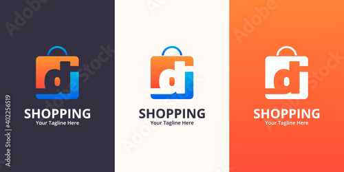 Initial  D Shop Logo designs Template. Illustration vector graphic of  letter and shop bag combination logo design concept. Perfect for Ecommerce,sale, discount or store web element. Company emblem