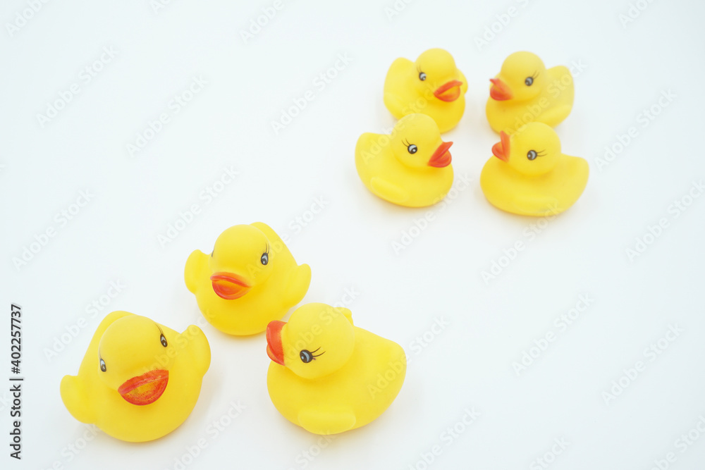 Yellow duck animal toy on white background Yellow duck animal toy on white background