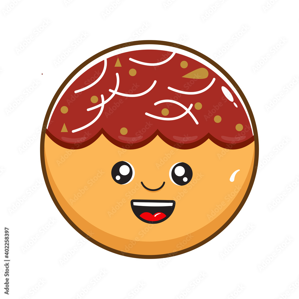 Obraz premium the cute mascot of takoyaki on white background vector eps 10