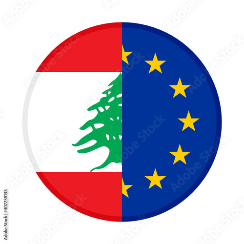round icon with lebanon and europe flags	
