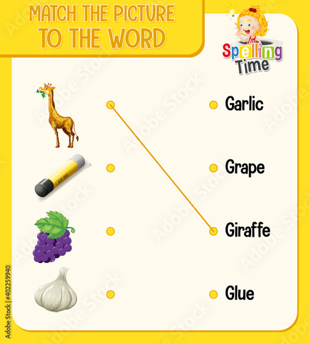Match the picture to the word worksheet for children