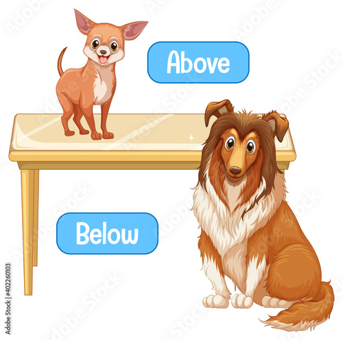 Opposite words with above and below