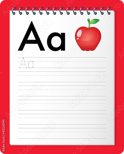 Alphabet tracing worksheet with letter A and a