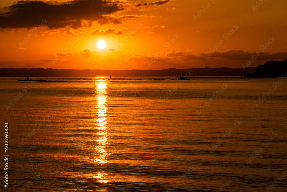 Obraz premium 糸島半島夕方の風景