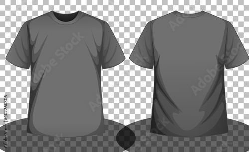 Grey or black short sleeve t-shirt front and back side