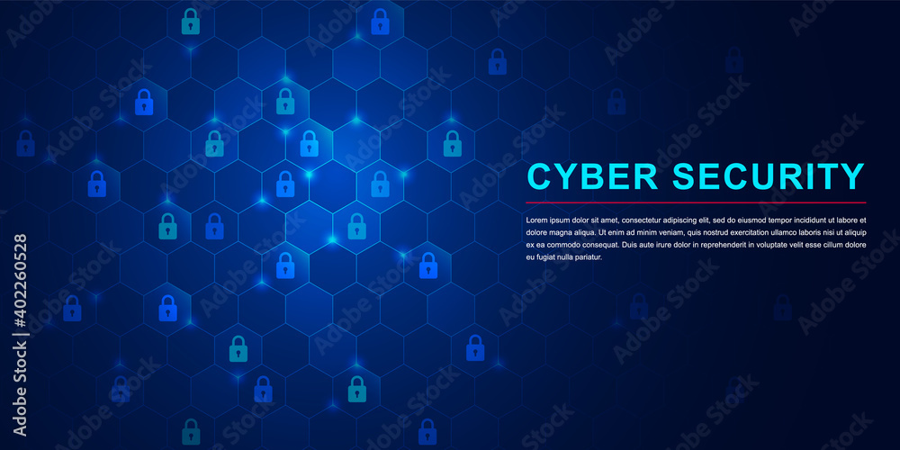 Fototapeta premium Protection network cyber security computer and safe your data concept. Digital crime by an anonymous hacker. Vector illustration