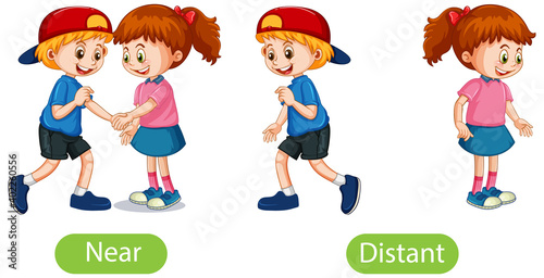 Opposite words with near and distant