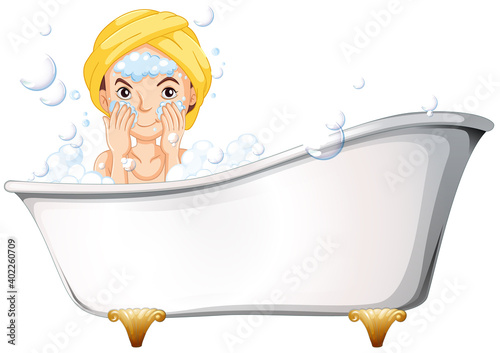 Woman taking a bath isolated
