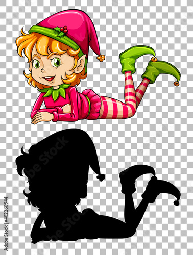 Cute girl elf and its silhouette