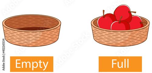 Opposite adjectives with empty and full
