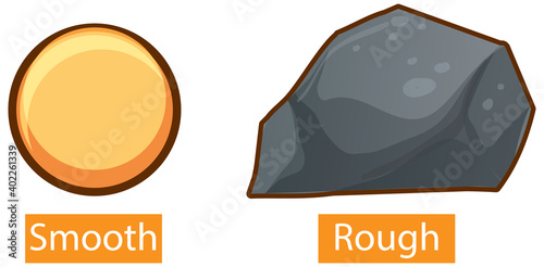 Opposite adjectives with smooth and rough
