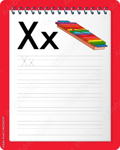 Alphabet tracing worksheet with letter X and x