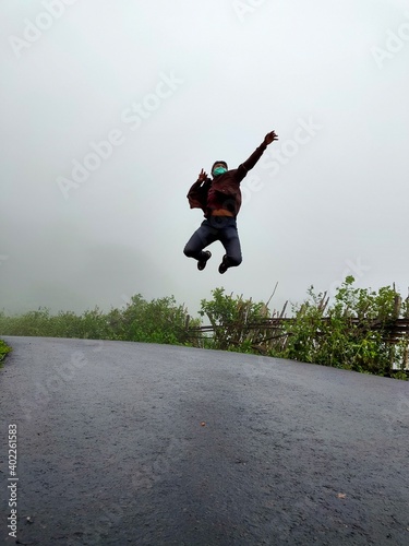 person jumping in the air