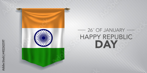 India republic day greeting card, banner, vector illustration