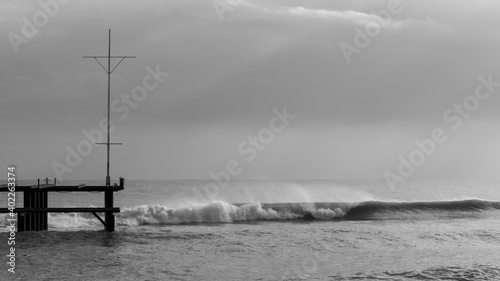 beach pier and dramatic seascape view