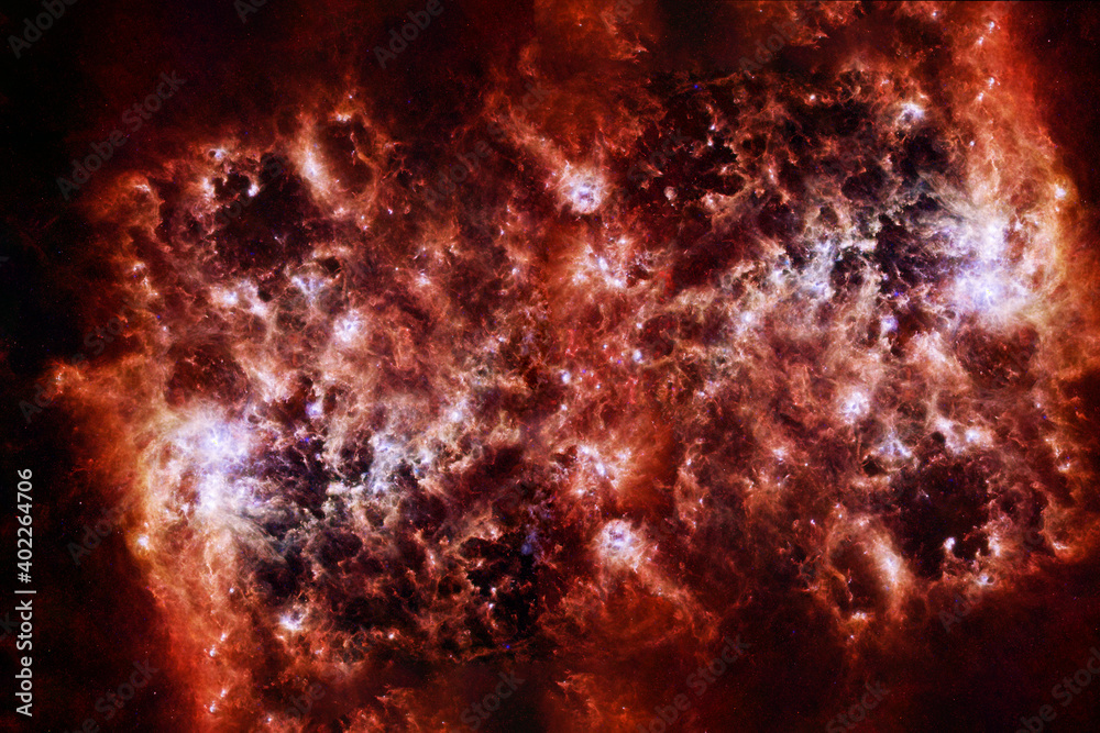 A bright, red galaxy. Elements of this image were furnished by NASA.