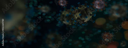 Coronavirus outbreak and coronaviruses influenza background  as a 3D render concept arts © puttipong