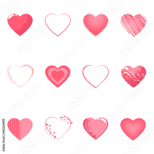 Valentine's day drawn hearts collection premium vector