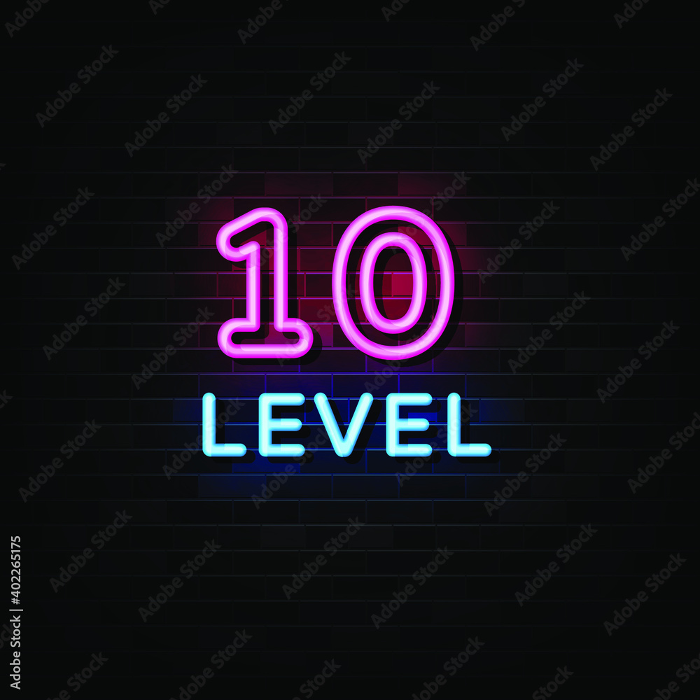 Level 10 Neon Signs Vector Level 10 Neon Signs Vector