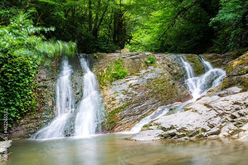 Orekhovsky Waterfall on Bezumenk's river - natural sight in the neighborhood of the city Sochi