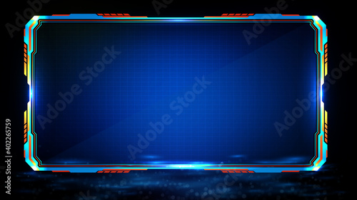 abstract futuristic background of blue glowing technology sci fi frame hud ui