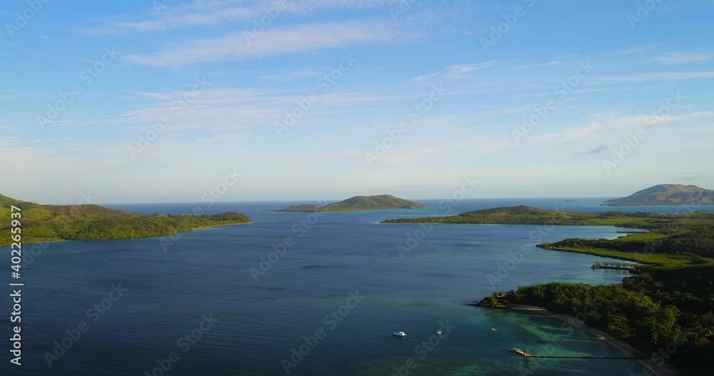 Aerial Pan Shot of Matacawalevu Island in Fiji Aerial Pan Shot of Matacawalevu Island in Fiji