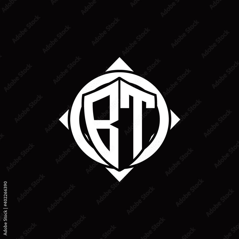 BT Logo monogram isolated circle rounded with compass shape BT Logo monogram isolated circle rounded with compass shape