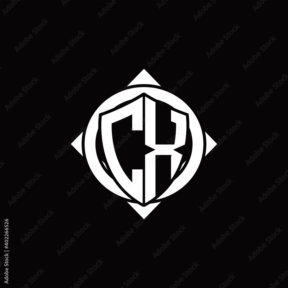 CX Logo monogram isolated circle rounded with compass shape