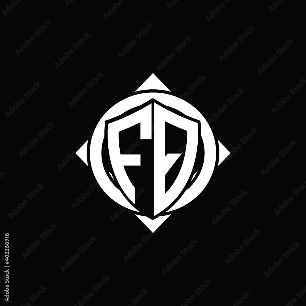 FQ Logo monogram isolated circle rounded with compass shape