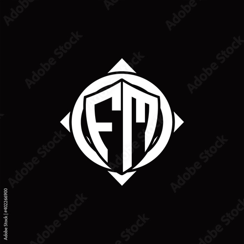 FM Logo monogram isolated circle rounded with compass shape