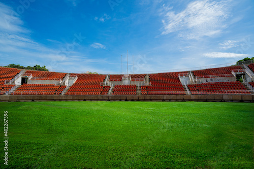 green grass field and sport stadium
