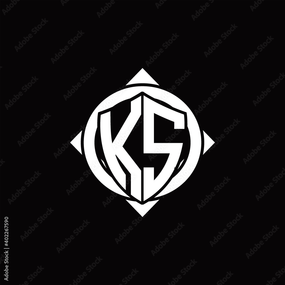 KS Logo monogram isolated circle rounded with compass shape KS Logo monogram isolated circle rounded with compass shape