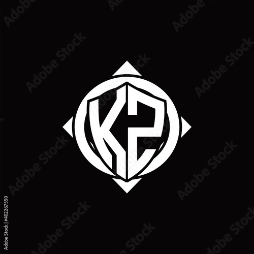 KZ Logo monogram isolated circle rounded with compass shape