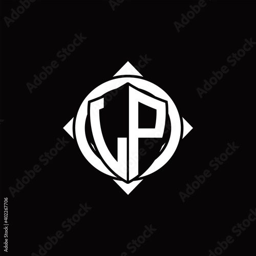 LP Logo monogram isolated circle rounded with compass shape