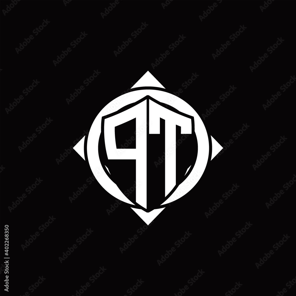PT Logo monogram isolated circle rounded with compass shape PT Logo monogram isolated circle rounded with compass shape