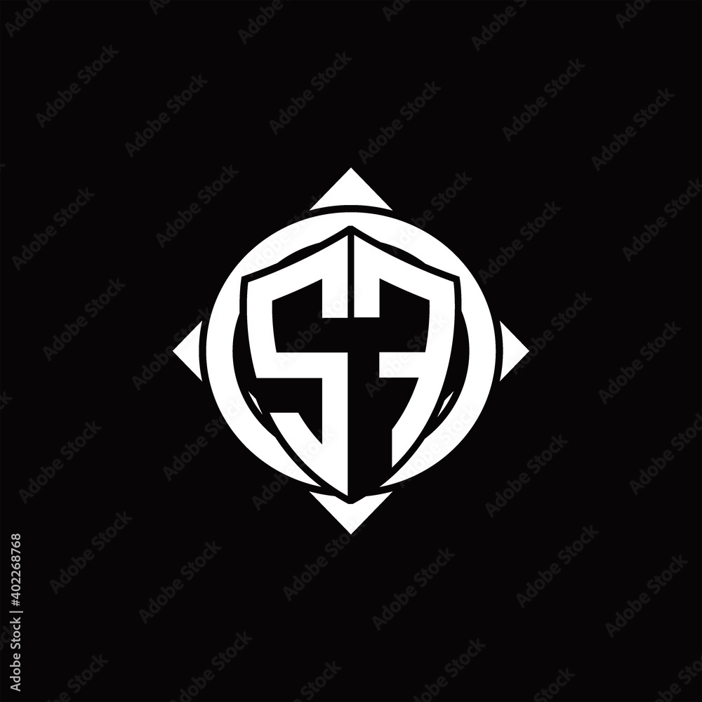 SF Logo monogram isolated circle rounded with compass shape