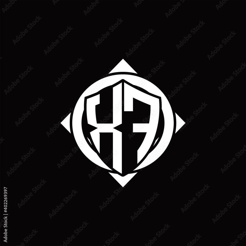 XF Logo monogram isolated circle rounded with compass shape XF Logo monogram isolated circle rounded with compass shape