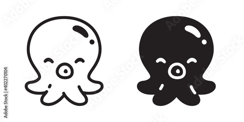 Octopus vector icon fish salmon tuna cartoon symbol illustration design