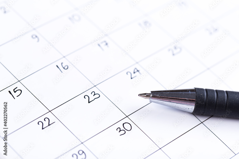 white calendar page for 2021 month schedule to make an appointment or manage the schedule every day with ballpoint pen for marks white calendar page for 2021 month schedule to make an appointment or manage the schedule every day with ballpoint pen for marks