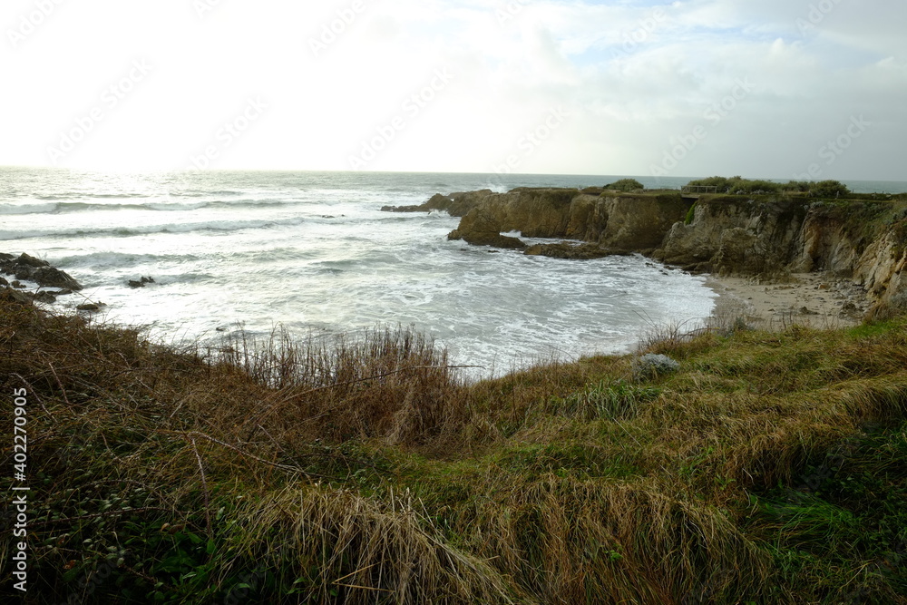 The bay of the shark, at Batz sur mer in the west of France near the Atlantic Coast. (West of France December 2020)