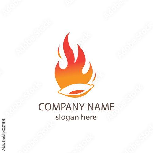 Wok fire logo vector design color illustration