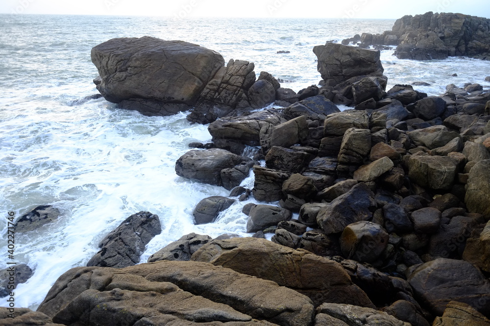 The granit coast at le Croisic, on the atlantic coast in the west of France. (december 2020)